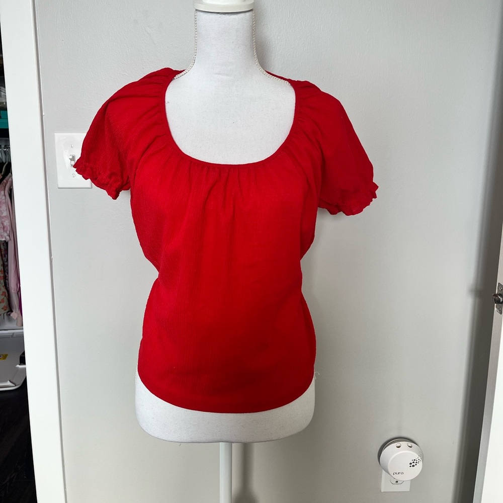 NWT Madewell Red Scoop Neck Short Sleeve Top